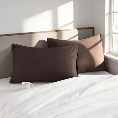 King Pillow Cases, 2 Pack, 20x36 in, Microfiber, Dark Brown - Image 2