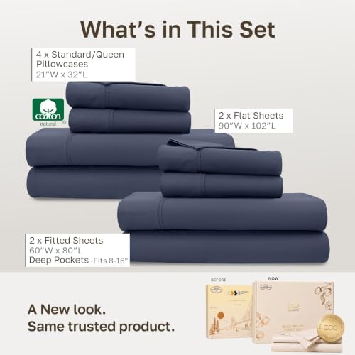 California Design Den 2-Pack 100% Cotton Sateen Bed Sheets Queen Size Set - Image 3