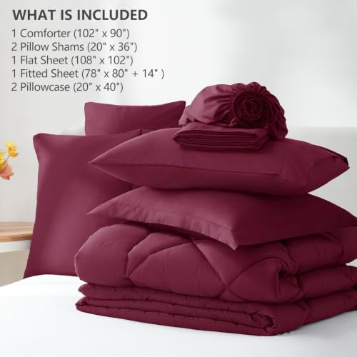 CozyLux King Comforter Set 102"x90" Burgundy - Image 6