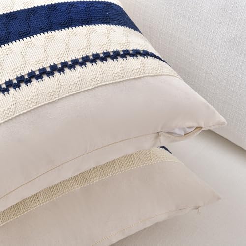 Fancy Homi Set of 2 Navy Blue Decorative Throw Pillow Covers 20x20 Inch - Image 3
