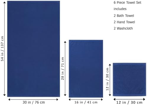 COTTON CRAFT Euro Spa Waffle Weave 6 Piece Towel Set - 100% Cotton - Blue - Image 3