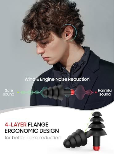 Motorcycle Ear Plugs for Wind Noise Reduction, Reusable Silicone Earplugs - Image 2