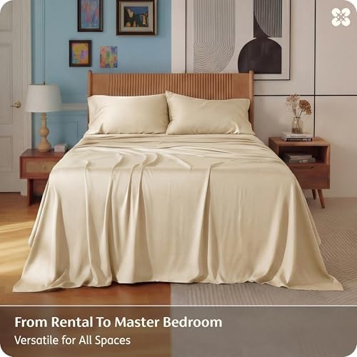 Bedsure PureWoven 100% Rayon Derived from Bamboo, Queen Sheets, 4 Pieces - Image 5