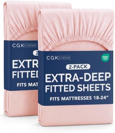 CGK Linens 2 Pack Extra Deep Twin Fitted Sheets by CGKUnlimited