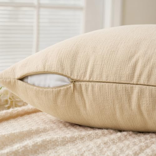 MIULEE Beige Chenille Couch Lumbar Throw Pillow Covers - Image 3