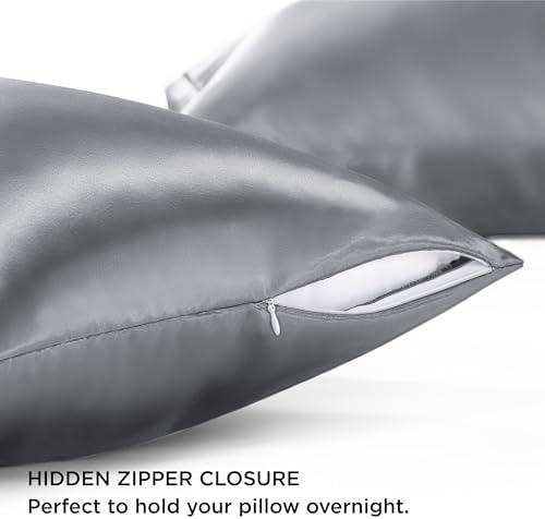 Bedsure Satin Pillowcase with Zipper, Similar to Silk Pillow Cases 2 Pack - Image 2