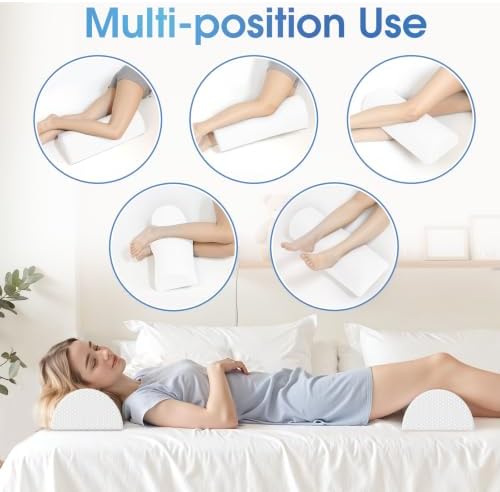 2 Pack Knee Pillow for Back Sleeping Memory Foam Half Moon Bolster Pillow - Image 6