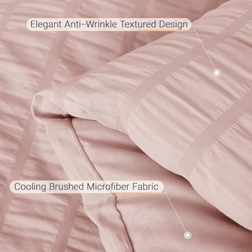 MUXHOMO 7 Pieces Oversized King Comforter Set, Seersucker Bed in a Bag - Image 5