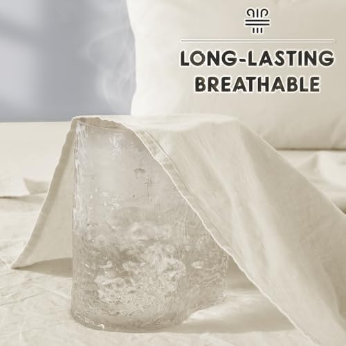 SONORO KATE 100% French Linen King Size Sheets Set, Extra Deep Pocket - Image 3