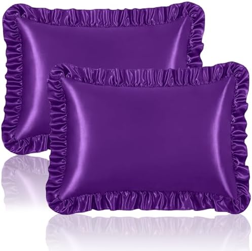 Homiest Purple Ruffle Satin Pillowcase Set of 2 by Homiest