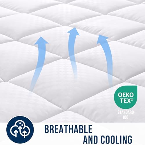 OLANLY Twin Quilted Fitted Mattress Pad, Down Alternative Fill - Image 4