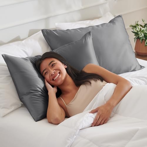 Bare Home Satin Pillowcases Zipper - Image 5