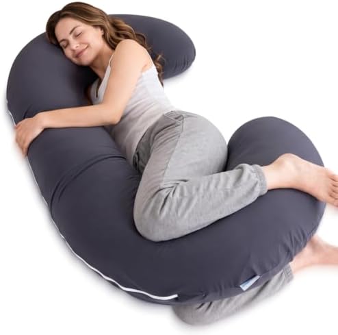 QUEEN ROSE Cooling Body Pillow, C Shaped Side Sleeper Pillow by QUEENROSE