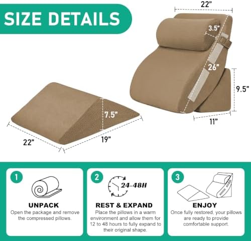 4PCS Wedge Pillow Set for After Surgery, Orthopedic Bed Wedge Pillow for Back - Image 2