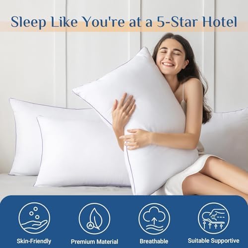 JOLLYVOGUE Pillows Queen Size Set of 4, Washable Supportive Firm Bed Pillows - Image 2