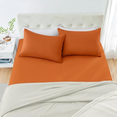 MILVOWOC Brushed Microfiber Queen Pillowcases, Burnt Orange - Image 3