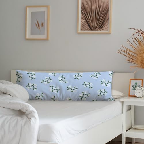 Blue Hydrangea Chinoiserie Body Pillow Covers 20x54, Grandmillennial Home Decor - Image 3