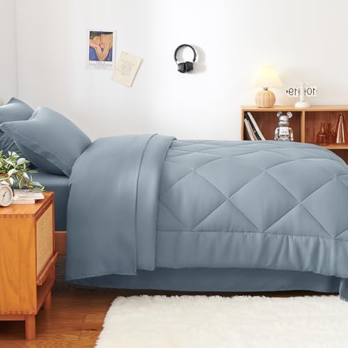 CozyLux Twin Comforter Set 68"x88" Dusty Blue - Image 7