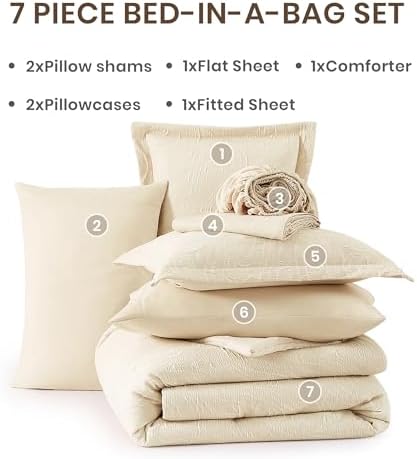 Monbix King Size Comforter Set 7 Pieces Birch Marble Bed in a Bag - Image 7