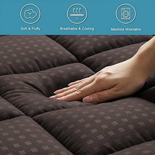 HYLEORY Full XL Mattress Pad Quilted Fitted Mattress Protector Cooling Pillow - Image 4