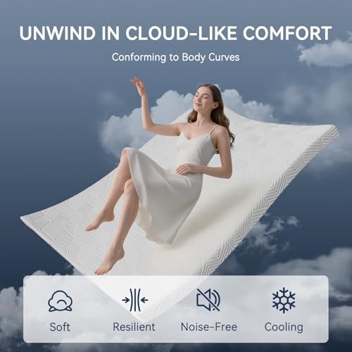 ELEMUSE 2 Inch Queen Size Gel Memory Foam Mattress Topper, Washable Cover - Image 5