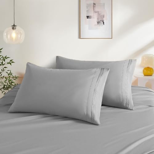 Dark Grey Queen Size Pillow Cases Set of 2 by NookZuzu