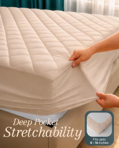 Full Mattress Pad, Quilted Mattress Protector Topper fits 16" Deep Pocket - Image 3