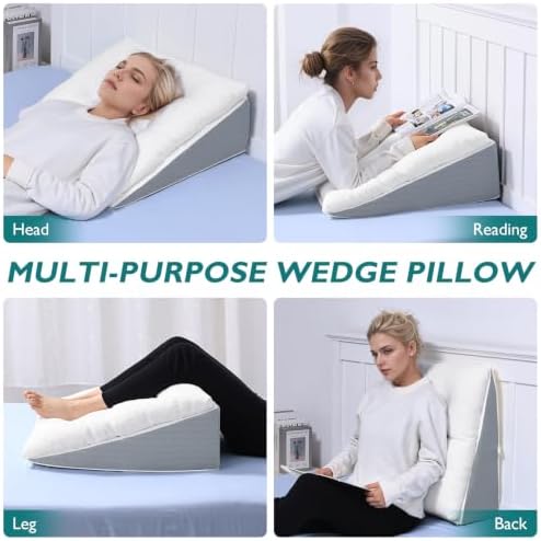 Bed Wedge Pillow for Sleep Apnea 10 Inch Gerd Pillow Patent Dual Layer Triangle - Image 4