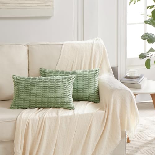 Fancy Homi Sage Green Lumbar Decorative Throw Pillow Covers 14x24 Inch - Image 2