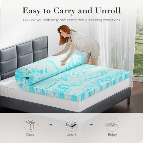 DUMOS Memory Foam Mattress Topper King, 2 Inch Thick Gel Infused Bed Toppers - Image 3