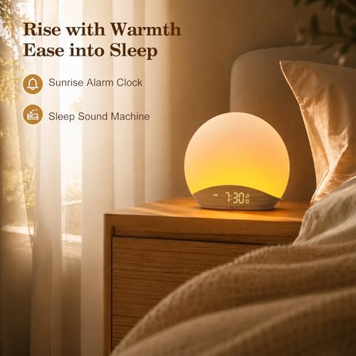 REACHER Wood Grain Sunrise Alarm Clock and Sound Machine Nightlight - Image 3