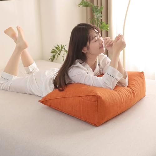 Triangular Reading Pillow with Side Pocket, Backrest Support Cushion - Image 4