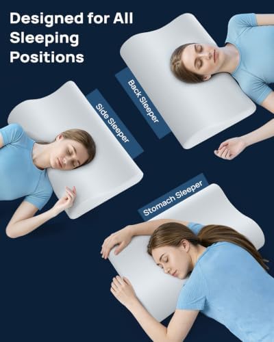 Releep Gel Memory Foam Pillow, Wave Contour Neck Support Pillow, Cooling - Image 7