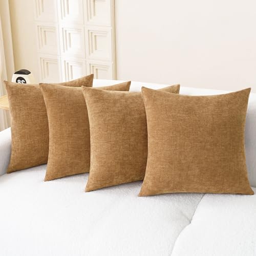 CaliTime Decorative Couch Throw Pillow Covers 18 X 18 Inches Apricot Brown by CaliTime