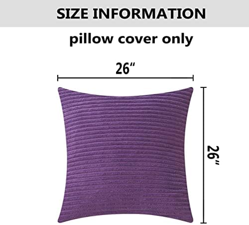 Home Brilliant Purple Pillow Covers Set of 2 Striped Velvet Corduroy Decorative - Image 5
