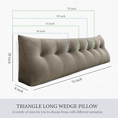 Bed Wedge Headboard Pillow Queen Bedrest Reading Pillow, Light Tan - Image 2