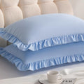 Ruffled Standard Pillow Shams, 2 Pack, 20x26 Inches, Sky Blue by Aerlomi