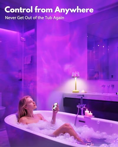 Shower Lamp - Waterproof Bathroom Lamp Ocean Wave Projector, Beige - Image 6