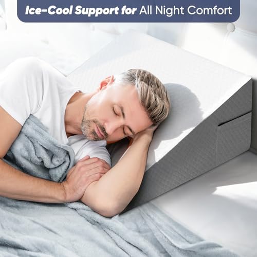 Bed Wedge Pillow for Sleeping, Reading & Resting, 10 inch Cooling Memory Foam - Image 4