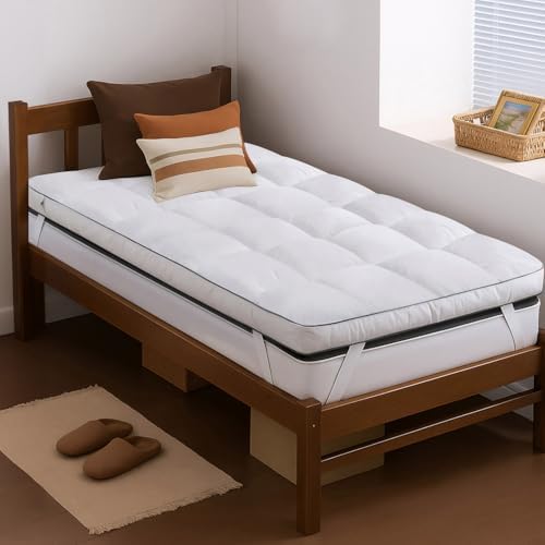 QUEEN ROSE Twin Mattress Topper, Extra Thick 3D Snow Alternative Down by QUEENROSE