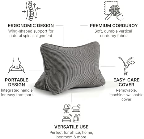 Pat. Pend. Corduroy Lumbar Support Backrest Pillow - Image 3