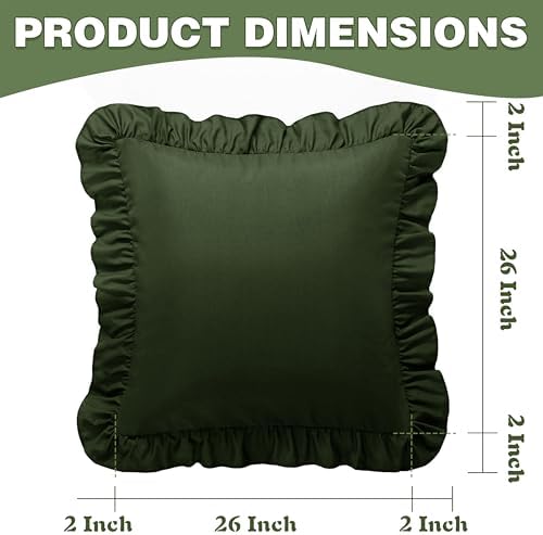 KKJIAF 2 Pack Ruffle Pillow Cases 26x26 Inches, Olive Green - Image 3