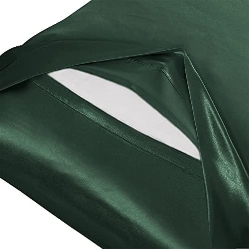 Ersmak Satin Body Pillow cover Set of 2, 20x54 Inches, Dark Green, Ultra Soft - Image 7