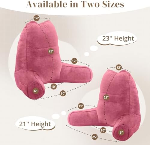 Sasttie Reading Pillow for Bed, Back Pillow for Sitting Up, Rose Pink - Image 2