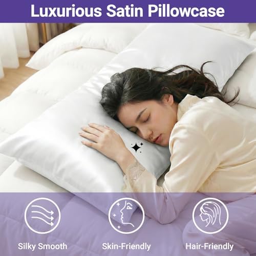 1 Pack Satin Pillowcase White Body Size 20x54 Inch - Image 3