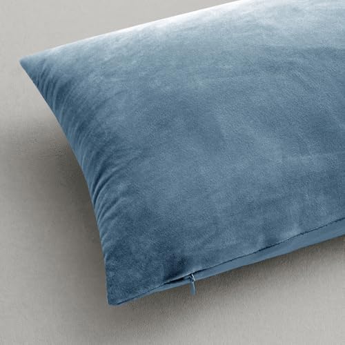 MIULEE 12x20 Inch Lumbar Velvet Throw Pillow Covers Blue Gray - Image 2