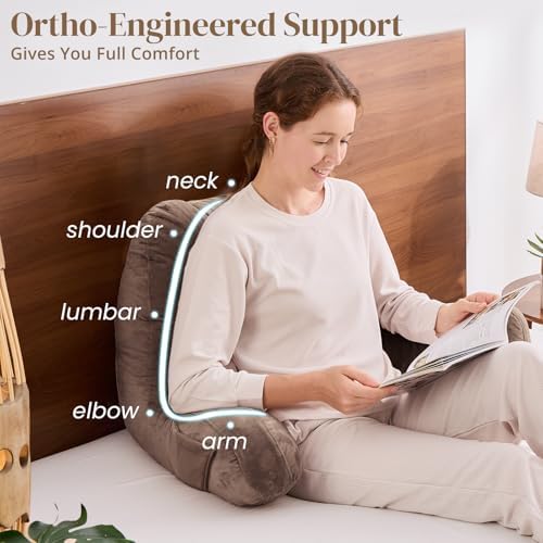 Sasttie Reading Pillow for Bed, Back Pillow for Sitting Up, Light Brown - Image 4