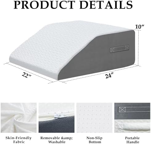 10" Leg Elevation Pillow, Memory Foam Wedge Pillow - Image 4