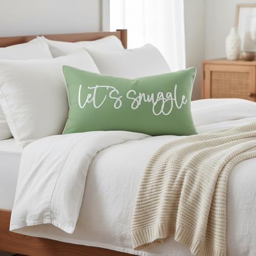 Sunkifover Let's Snuggle Decorative Lumbar Pillow Cover 12"x20" Sage Green - Image 7