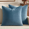 MIULEE 24x24 Inch Pack of 2 Euro Velvet Throw Pillow Covers Blue Gray by MIULEE